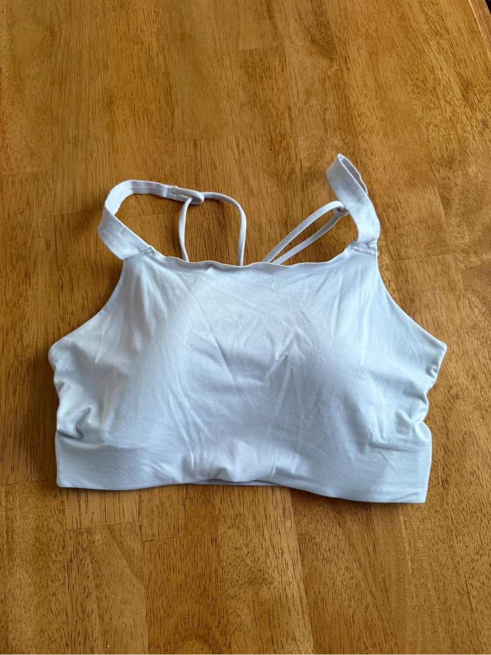 Nike White Strappy High-Neck Sports Bra